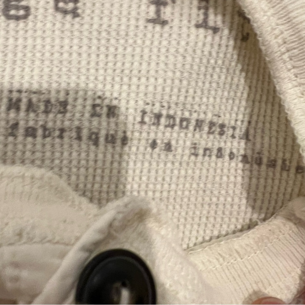 American Eagle Shirt Mens Medium White Thermal Waffle Knit Henley Vintage Fit - Picture 6 of 8